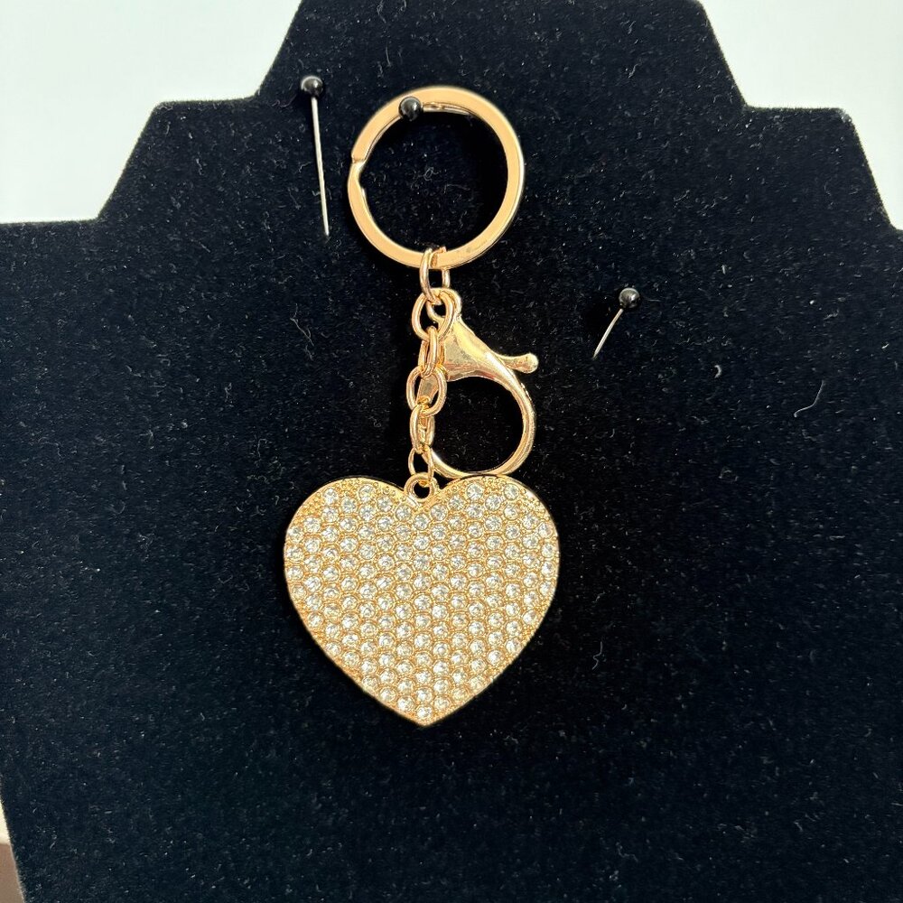 Glitter Heart Bag Charm Keychain Bling Core Keyring Cute Backpack Clip Glitz